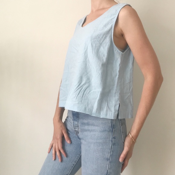 Vintage • Linen Blend Blue Tank - Picture 4 of 6